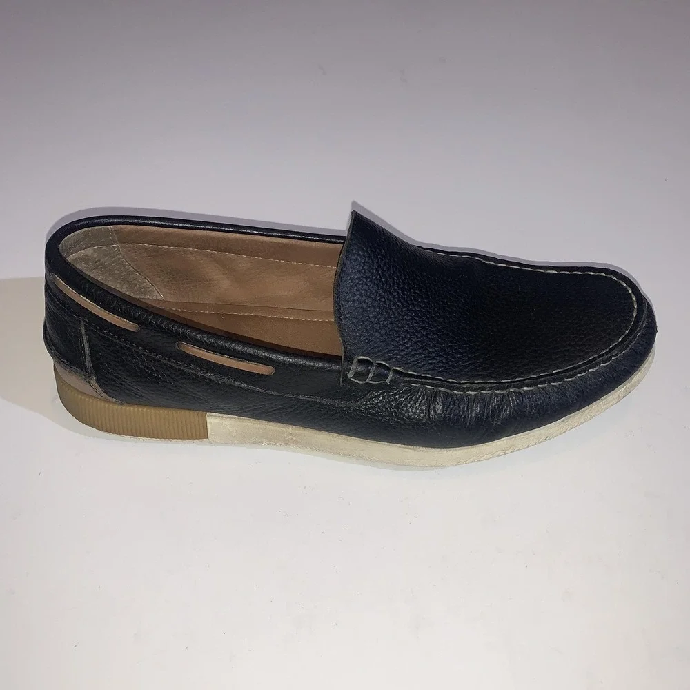 Johnston & Murphy Shoes Mens Size 9.5 Black Leather Slip On Loafers Comfort